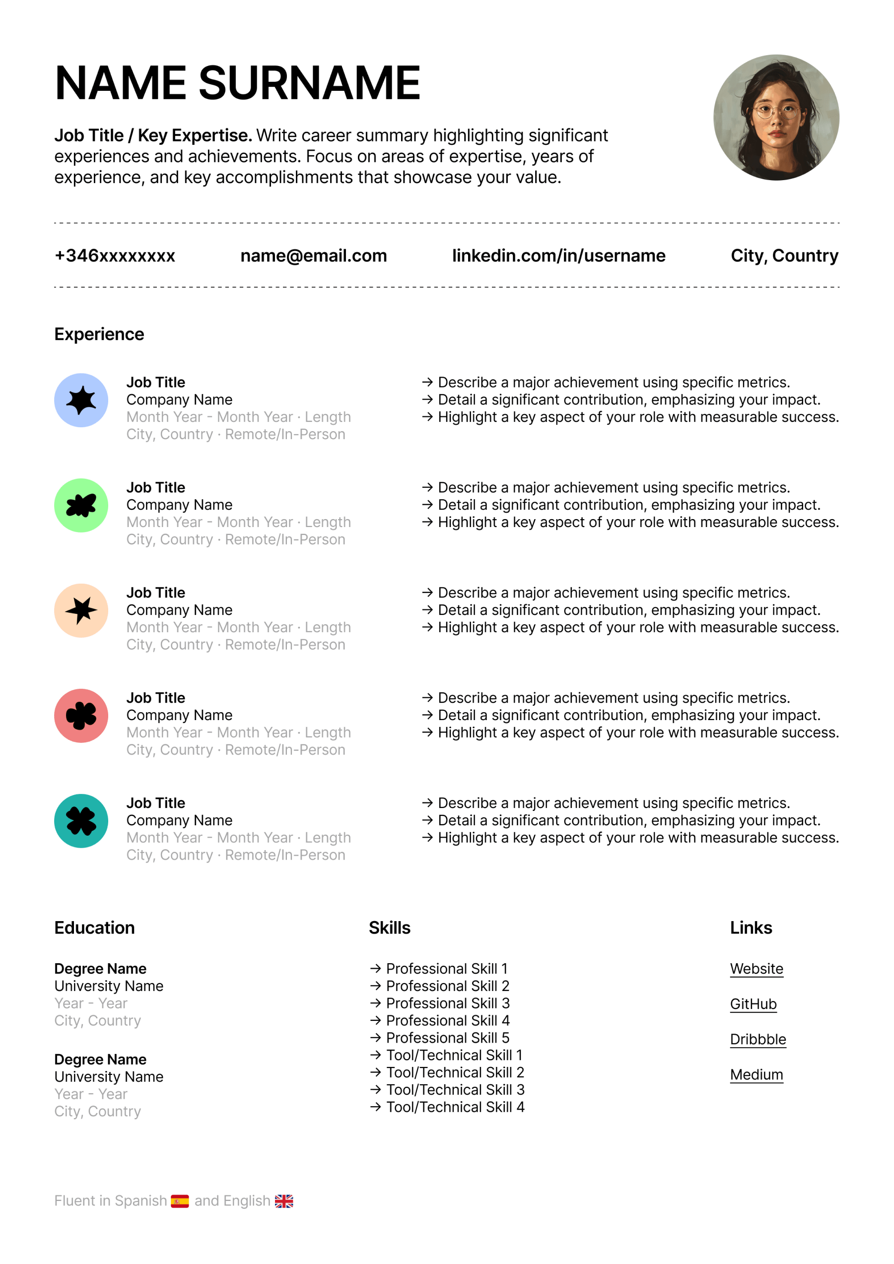 A great resume template by offwork.ai