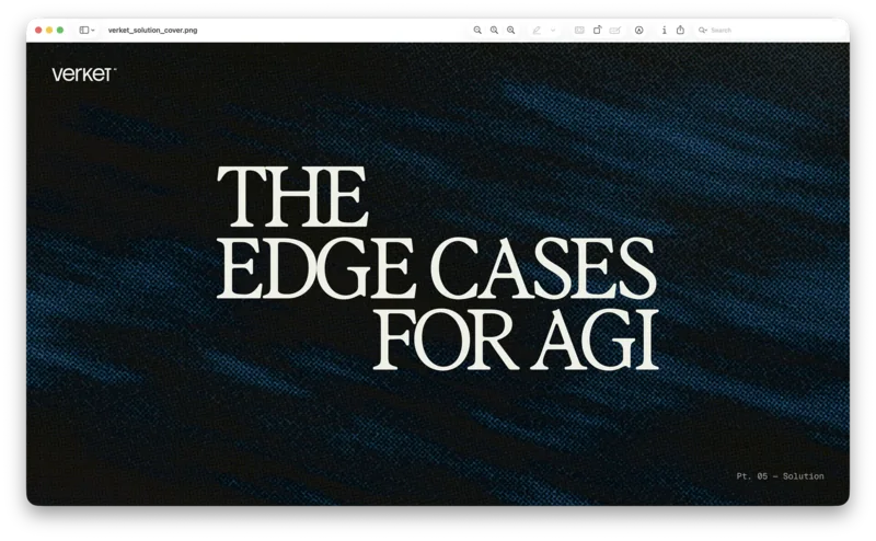 Verket solution cover reading The Edge Cases for AGI