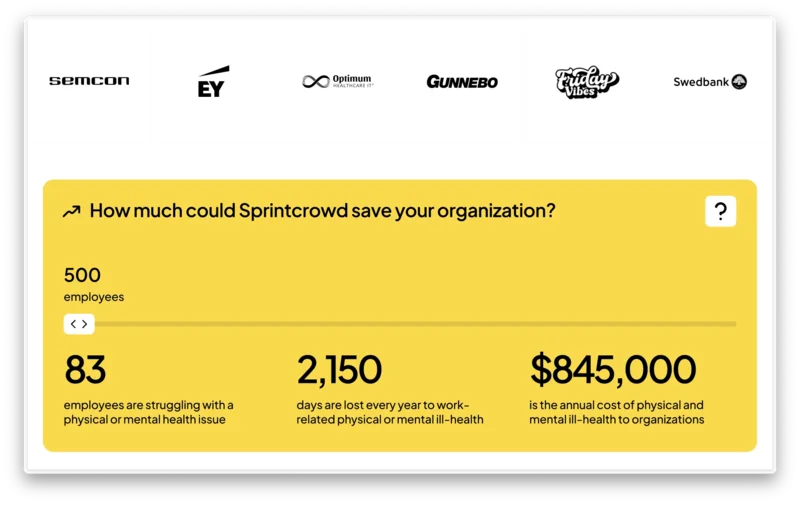 Sprintcrowd savings calculator with a yellow results panel